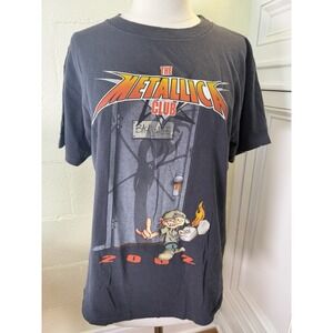 Vtg Metallica Club Backstage 2002 T-Shirt Optima Cotton Wear Gray Mens Medium